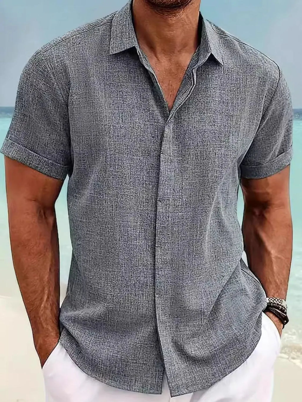 Men's Full Size Collared Neck Short Sleeve Shirt Plus Size.