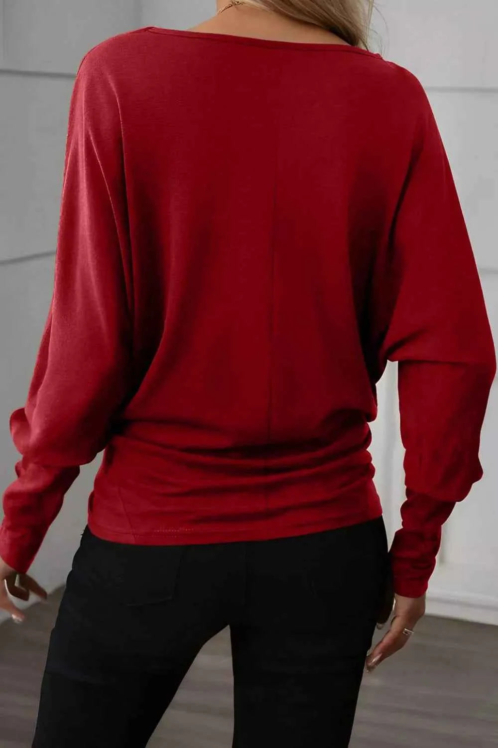 Solid Color Long Sleeve Blouse