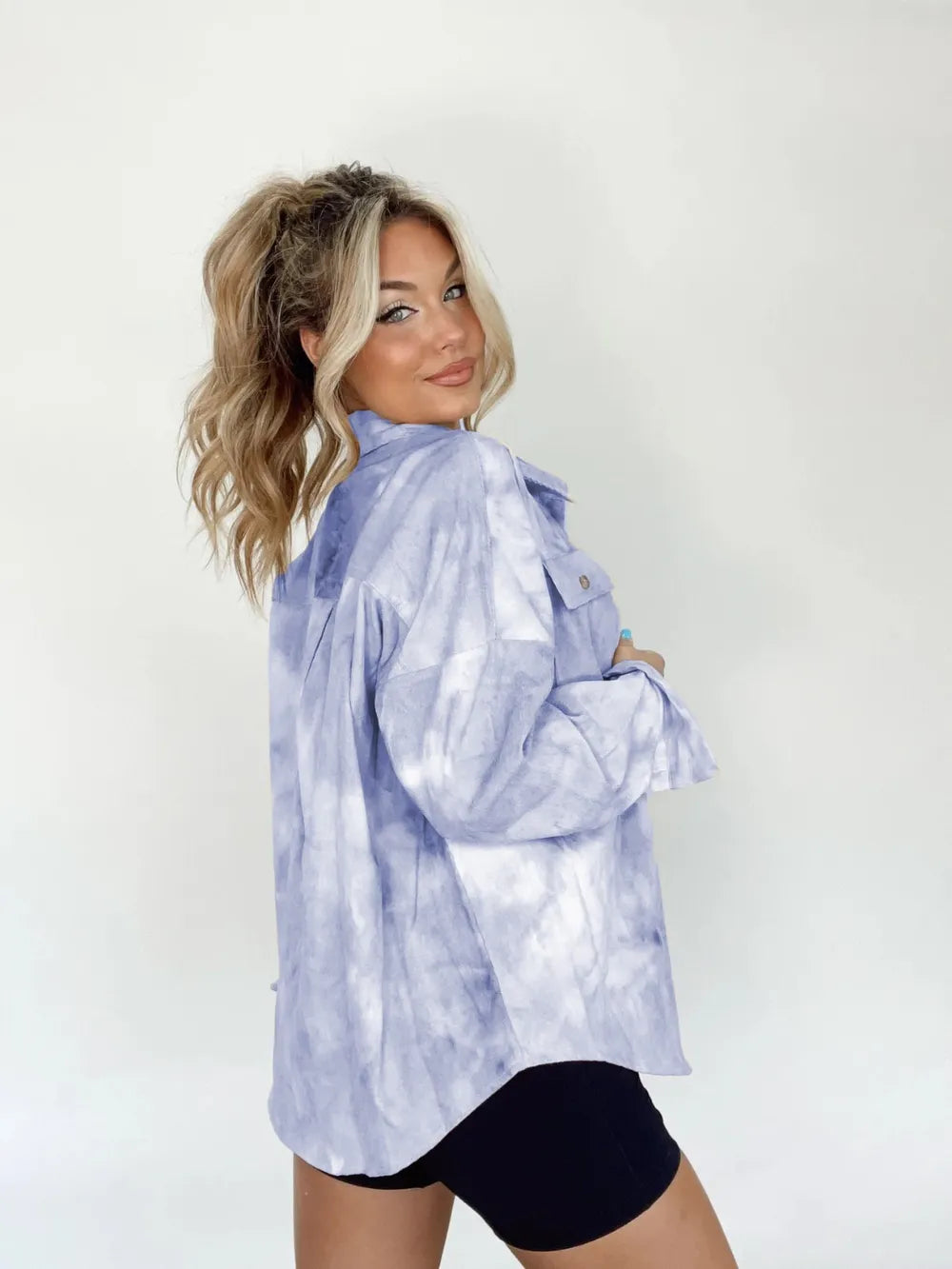 Tie-Dye Button Up Long Sleeve Shirt.