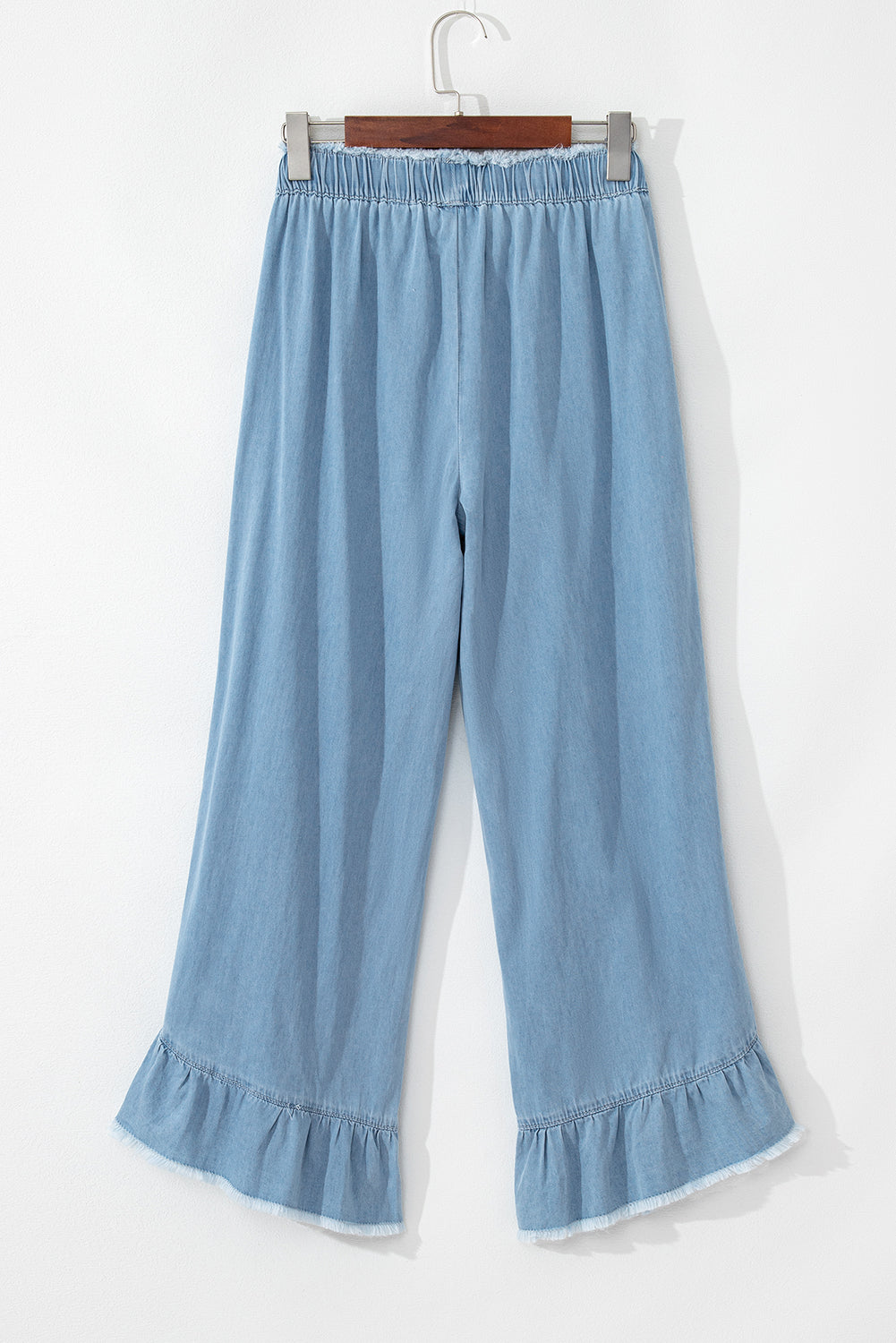 Myosotis Light Wash Raw Hem Ruffled Wide Leg Jeans Dear-Lover Dropshipping
