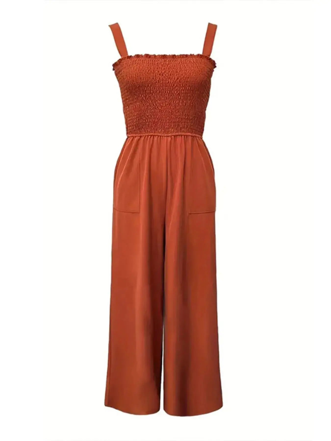 Smocked Wide Leg Jumpsuit.