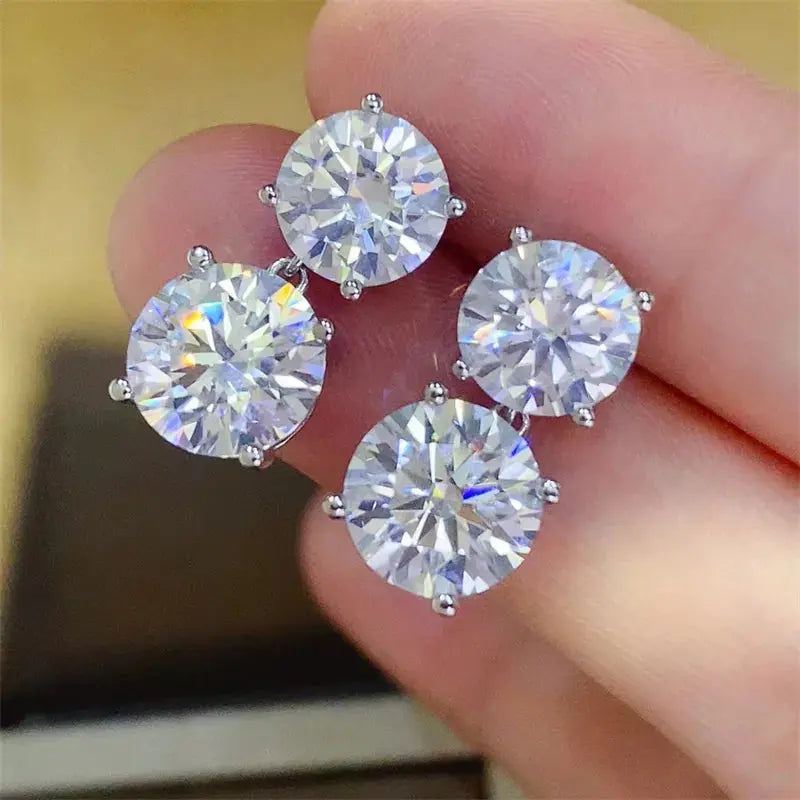 10 Carat Moissanite 925 Sterling Silver Earrings.