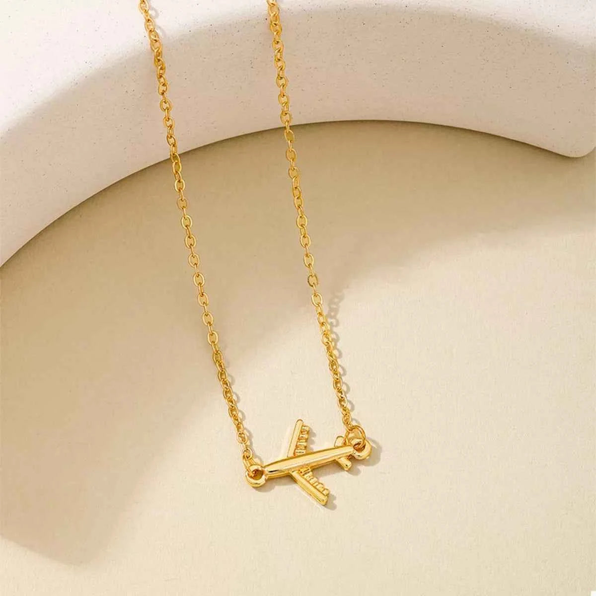 18K Gold-Plated Airplane Necklace