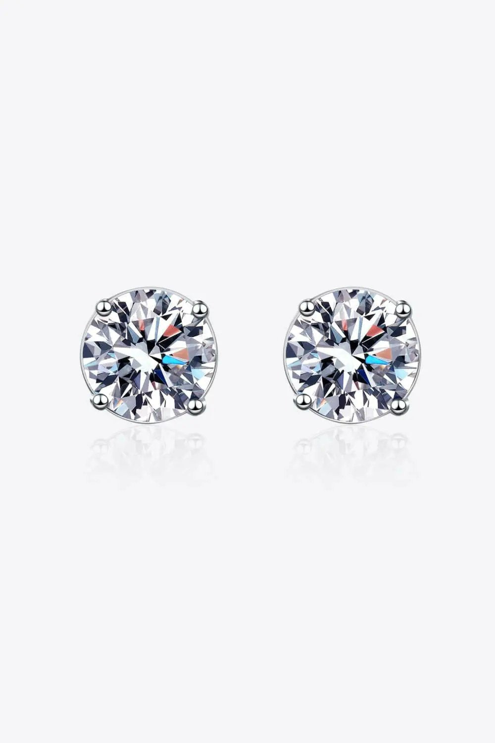 2 Carat Moissanite Rhodium-Plated Stud Earrings.