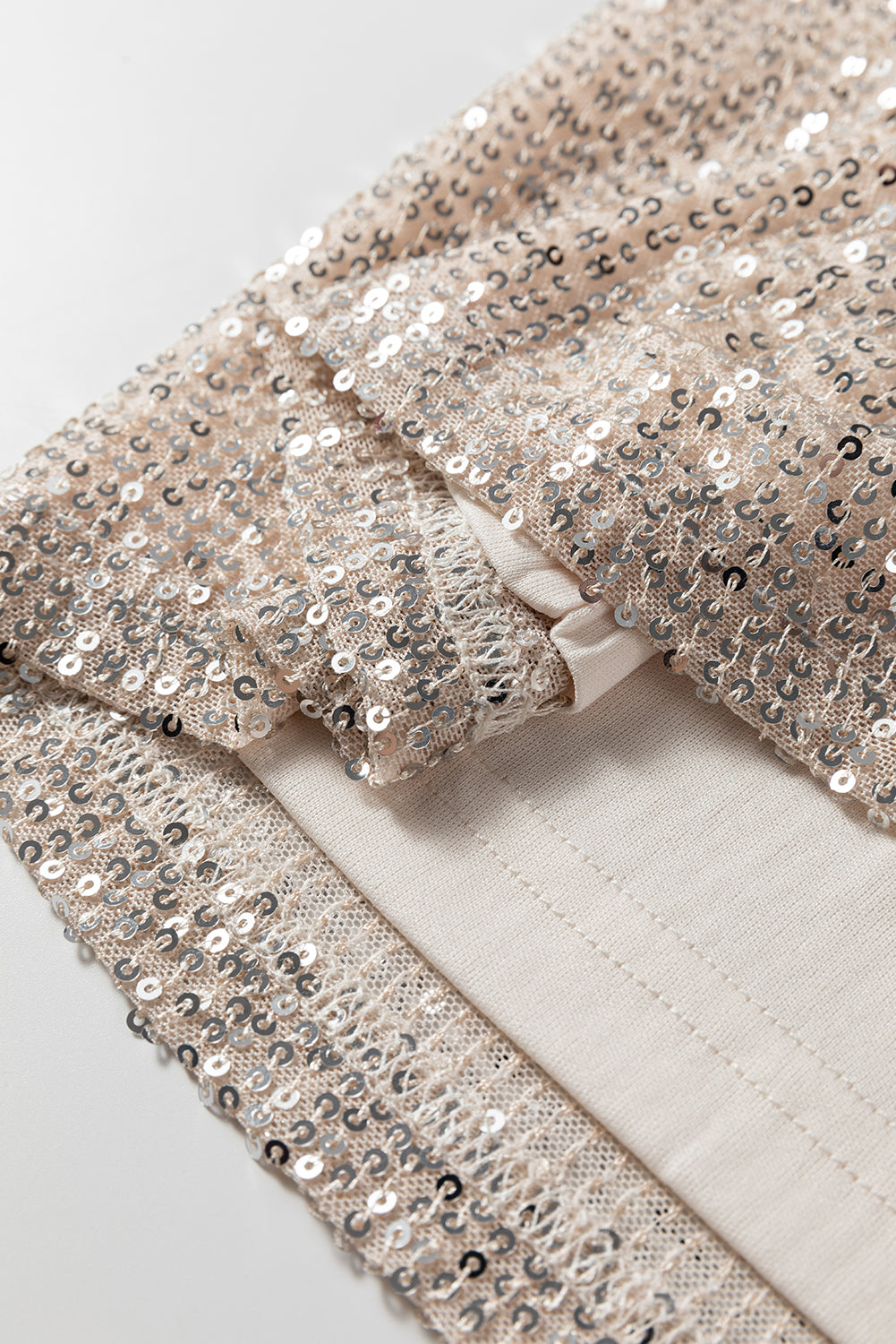 Jet Stream Sequin Mock Neck Drape Open Back Bell Sleeve Top Dear-Lover Dropshipping