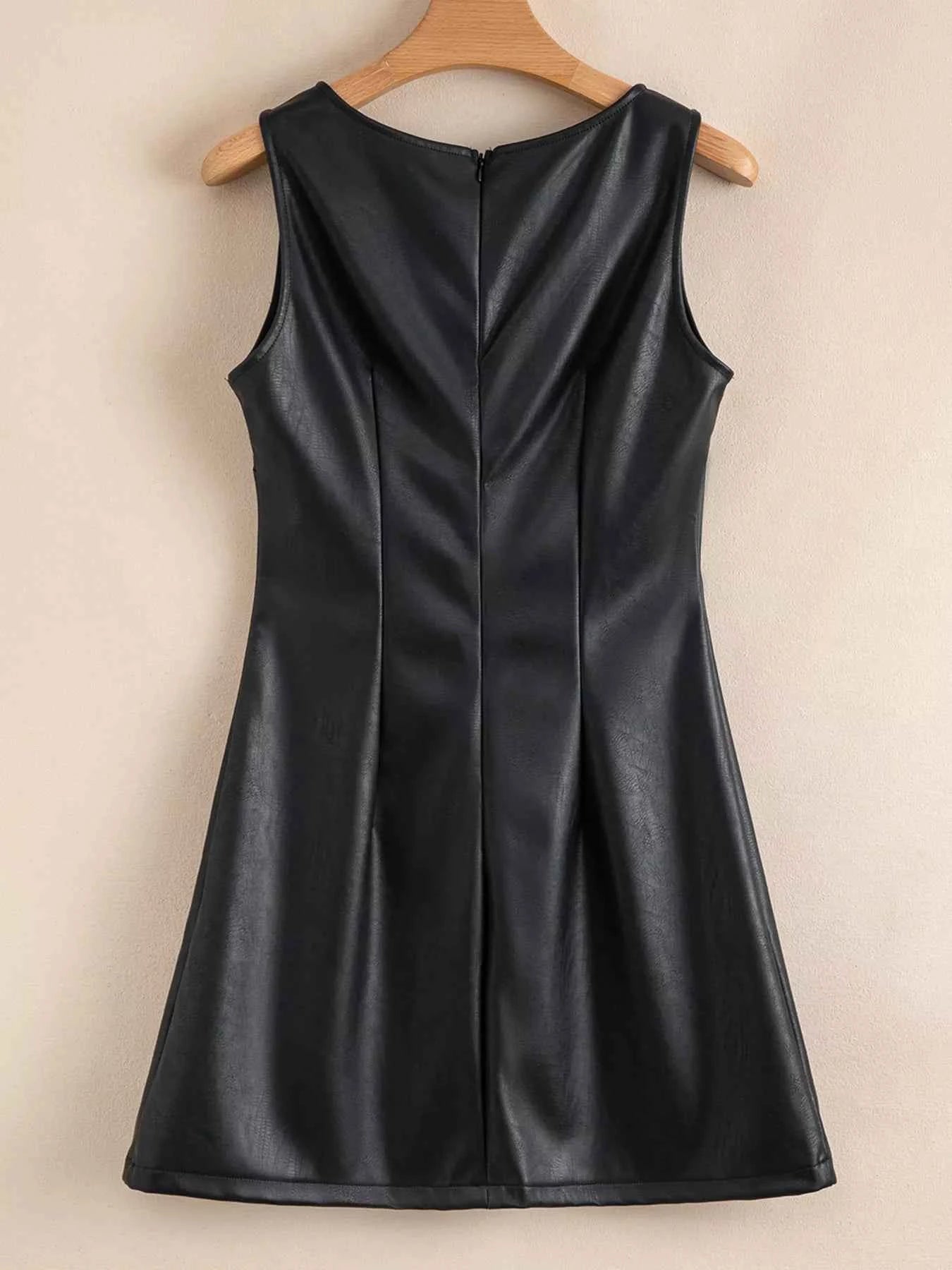 Vegan Leather Sleeveless Mini Dress
