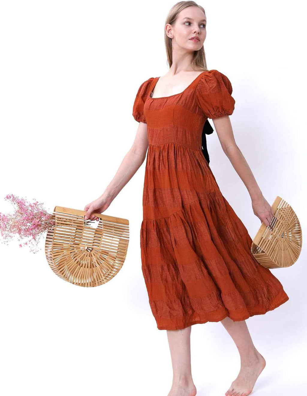 Miuco Womens Bamboo Handbag Handmade Large Tote Bag Straw Beach Bags Beach Purse Size