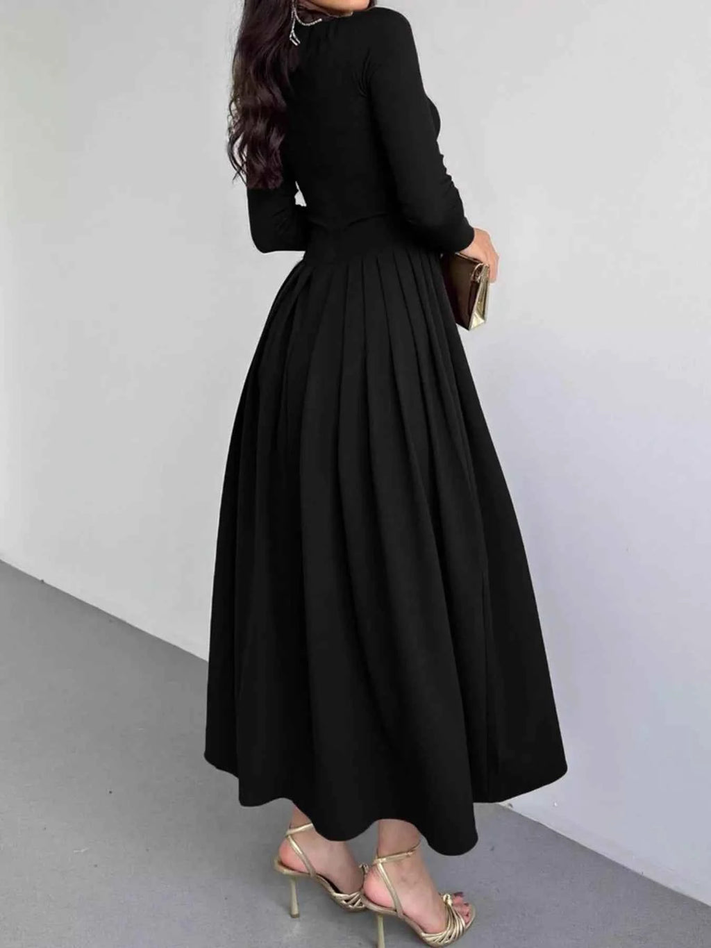 Ruched One Shoulder Long Sleeve Dress