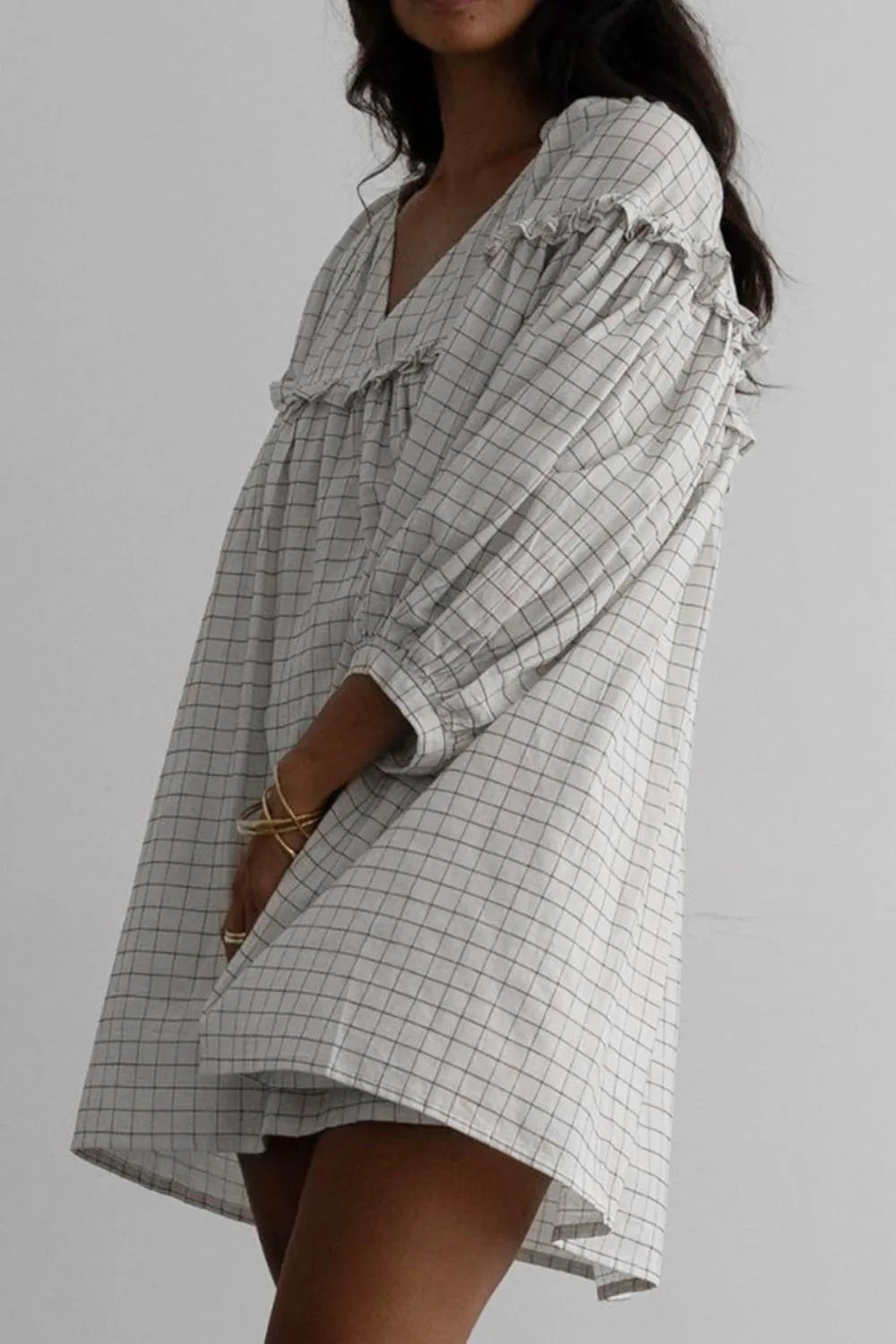 Balloon Sleeve Mini Dress.