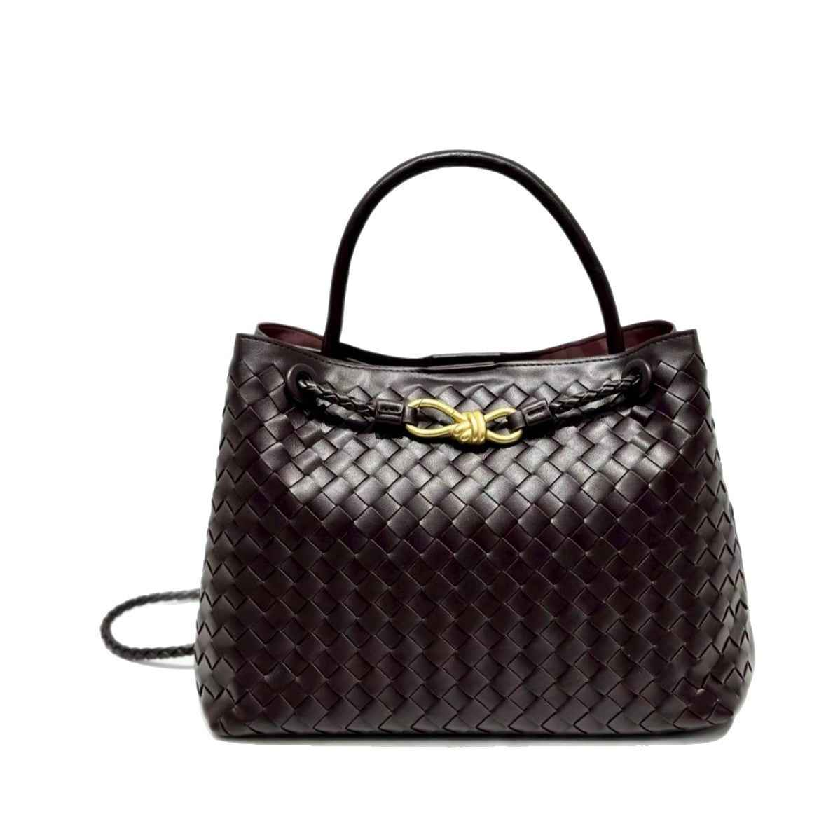Women's Genuine Leather Tote Bag with Metal Bow Detail — Large Capacity Shoulder & Crossbody