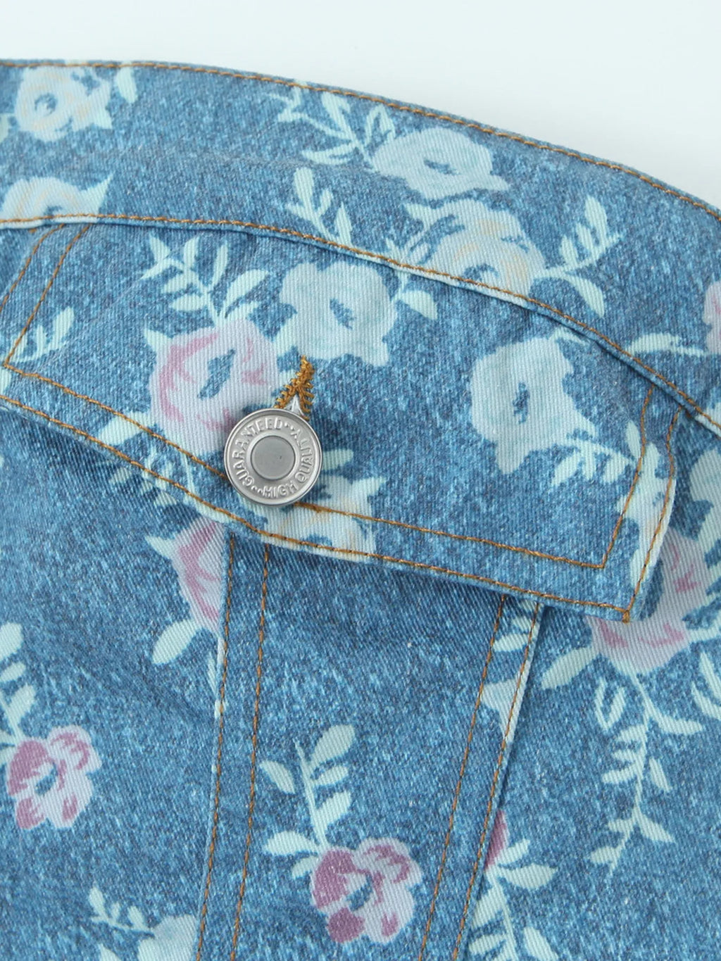 Floral Print Strapless Top and Skort Denim Set.