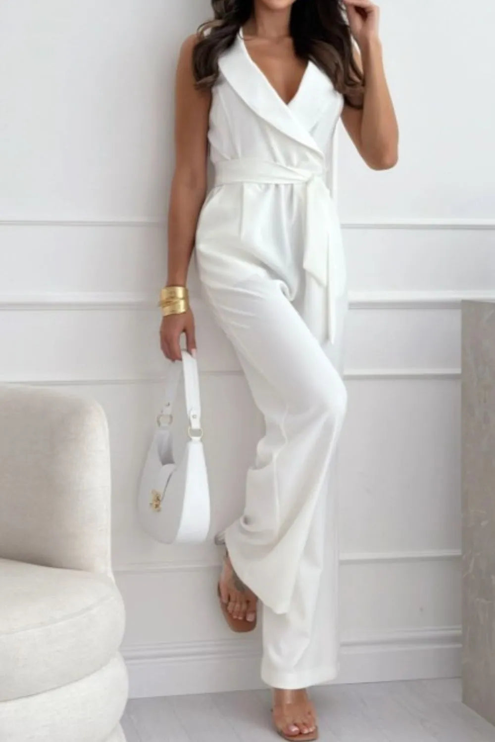Sleeveless Wide Leg Jumpsuit.