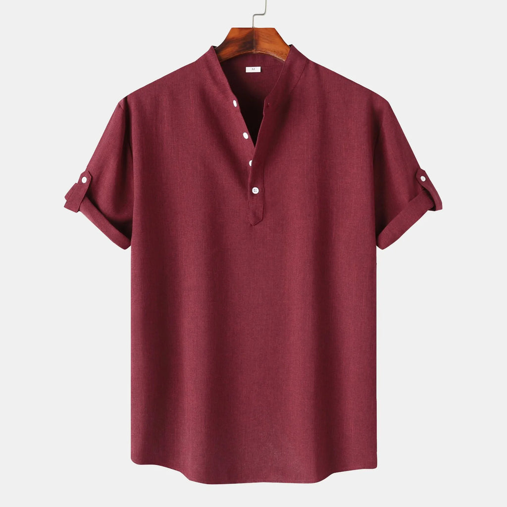 Men's Button Detail Short Sleeve Blouse.