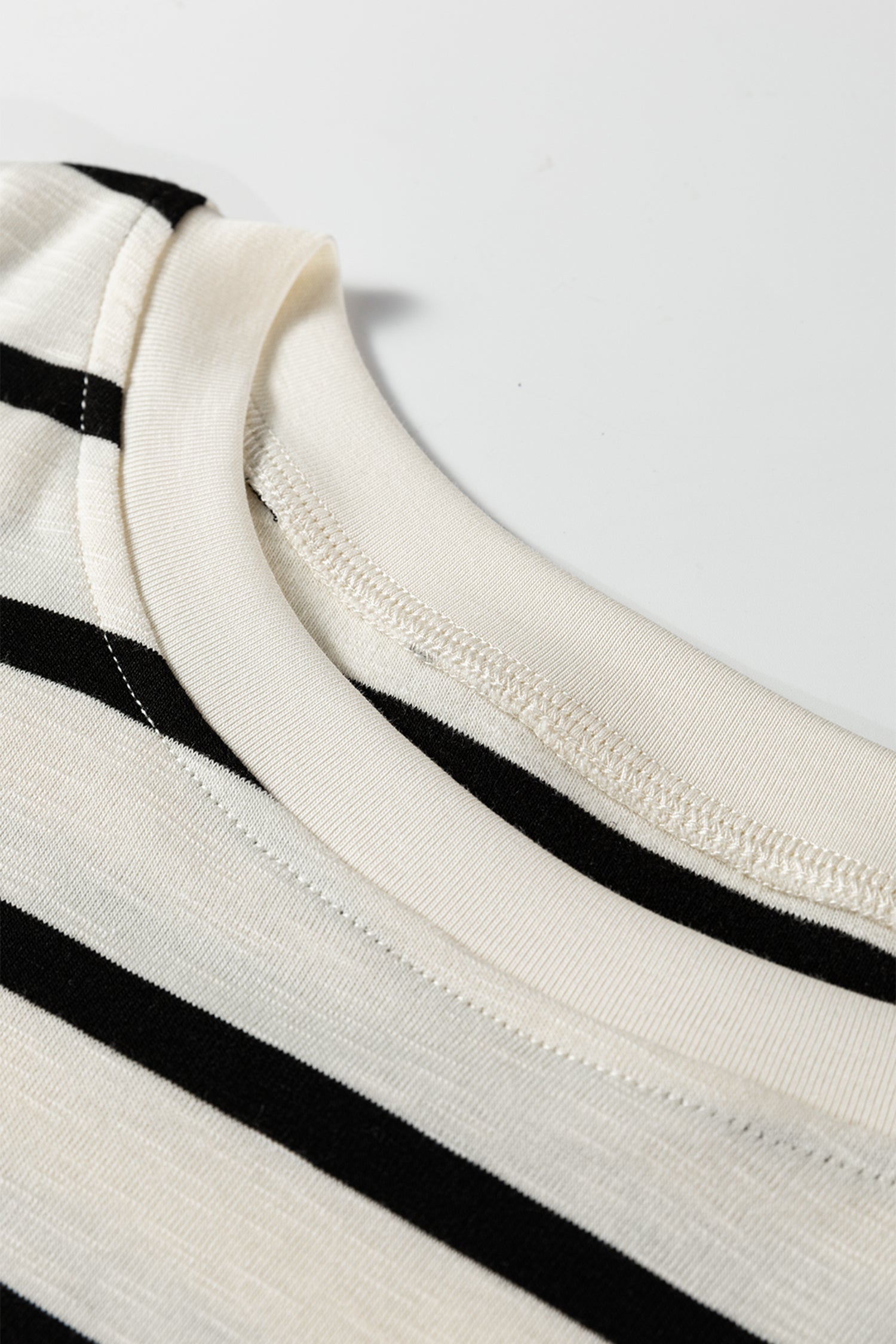 Black Stripe Ribbed Trim Button Cuff Long Sleeve Top Midi Skirt 2pcs Outfit