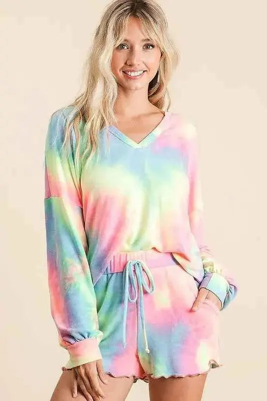 Tie Dye French Terry Top and Shorts Set.