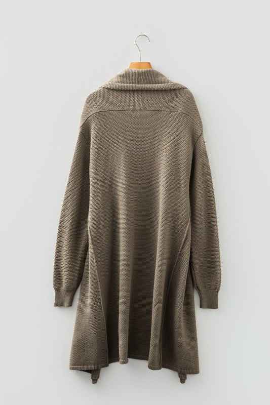 Solid Textured Knit Open-Front Sweater Cardigan