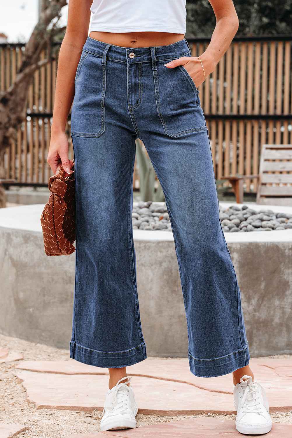 Ashleigh Blue Cropped High Rise Wide Leg Jeans