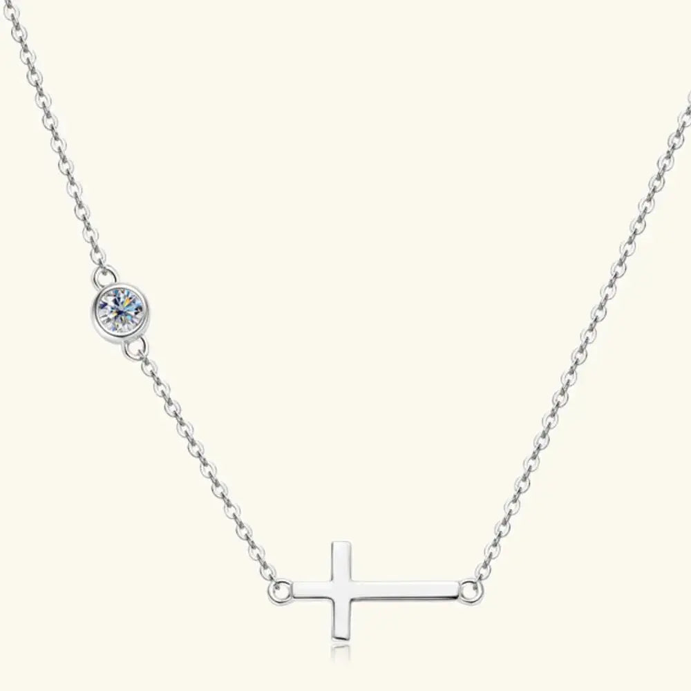 Cross 925 Sterling Silver Moissanite Necklace.