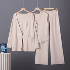 Three-Piece Jacket, Vest and Wide-Leg Pants Set