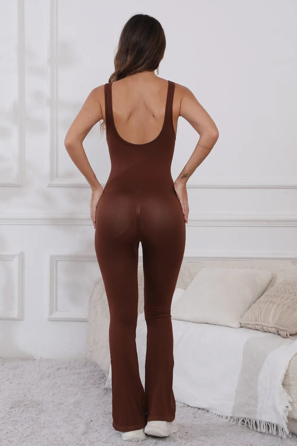Scoop Neck Wide Strap Active Jumpsuit.