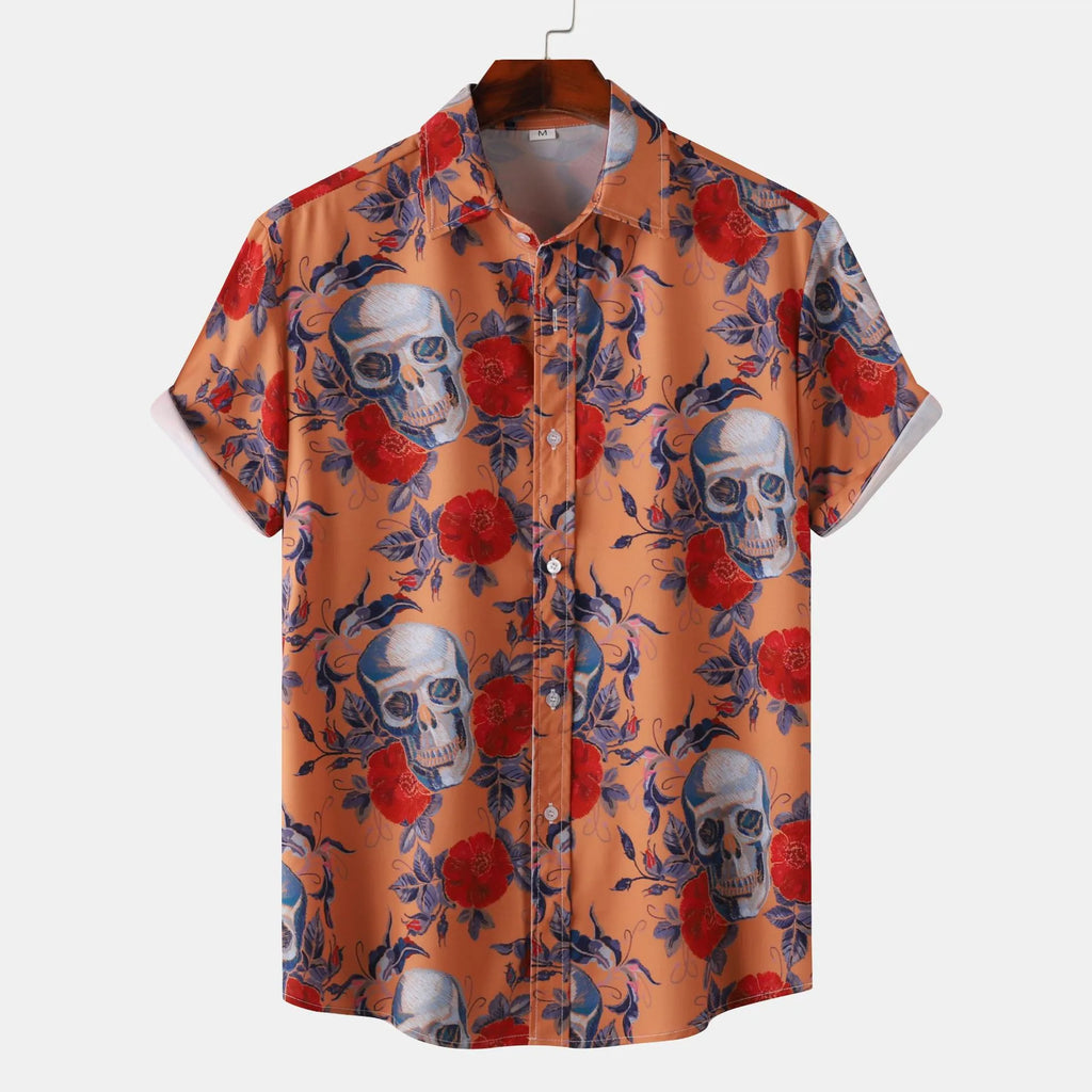 Men's Full Size Printed Short Sleeve Casual Shirt Plus Size.