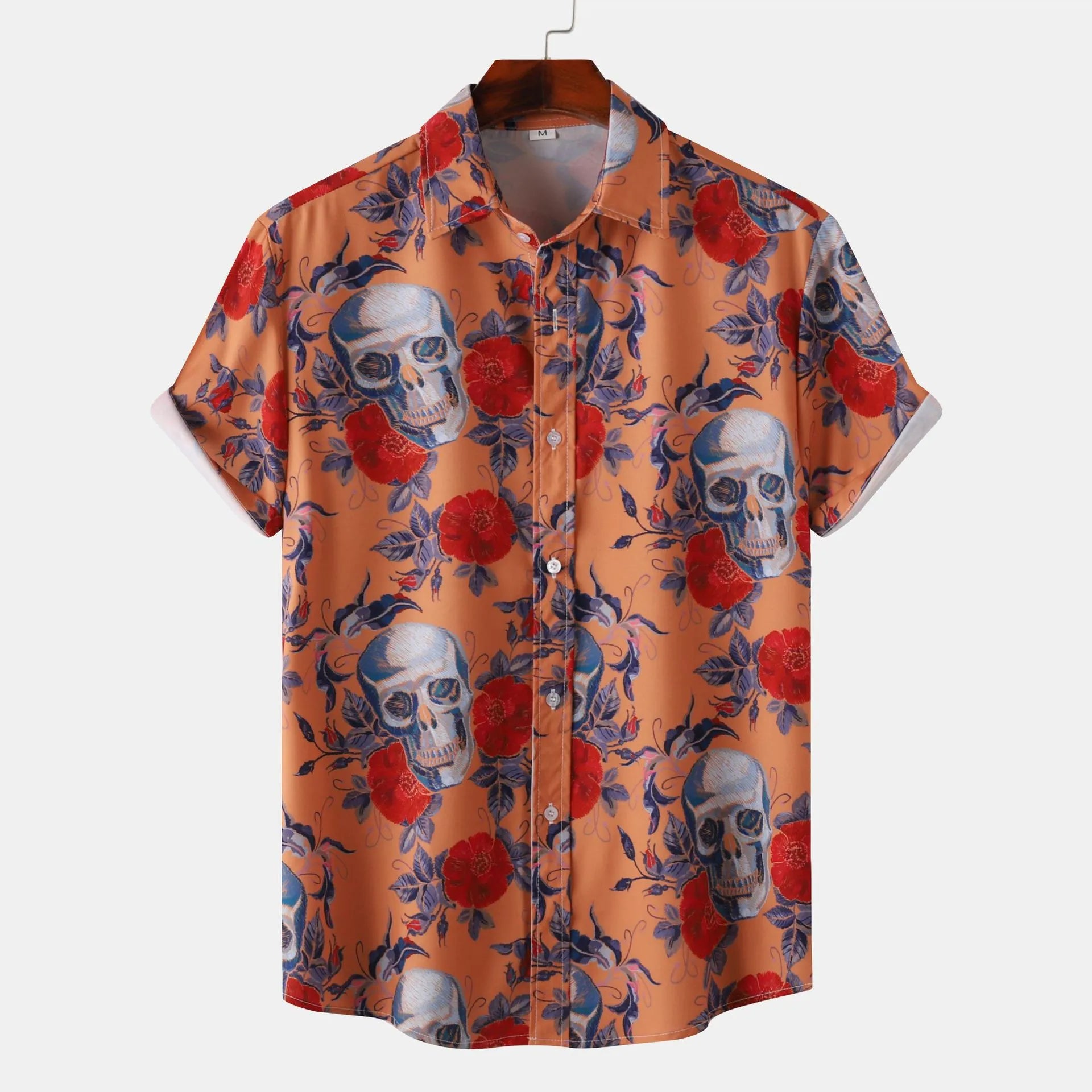 Men's Full Size Printed Short Sleeve Casual Shirt Plus Size.