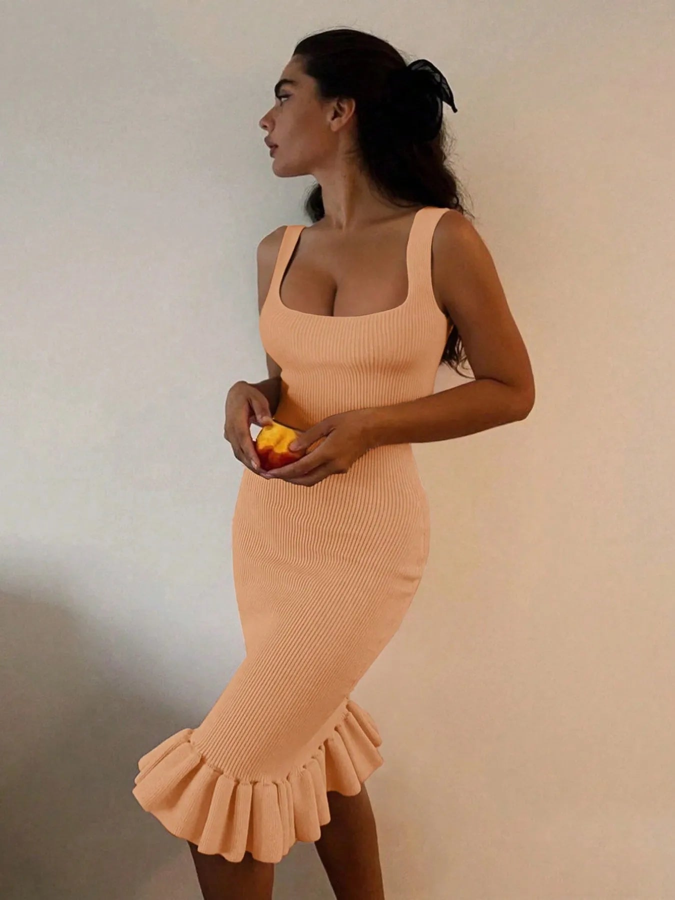 Mermaid Dress with Ruffle Hem.