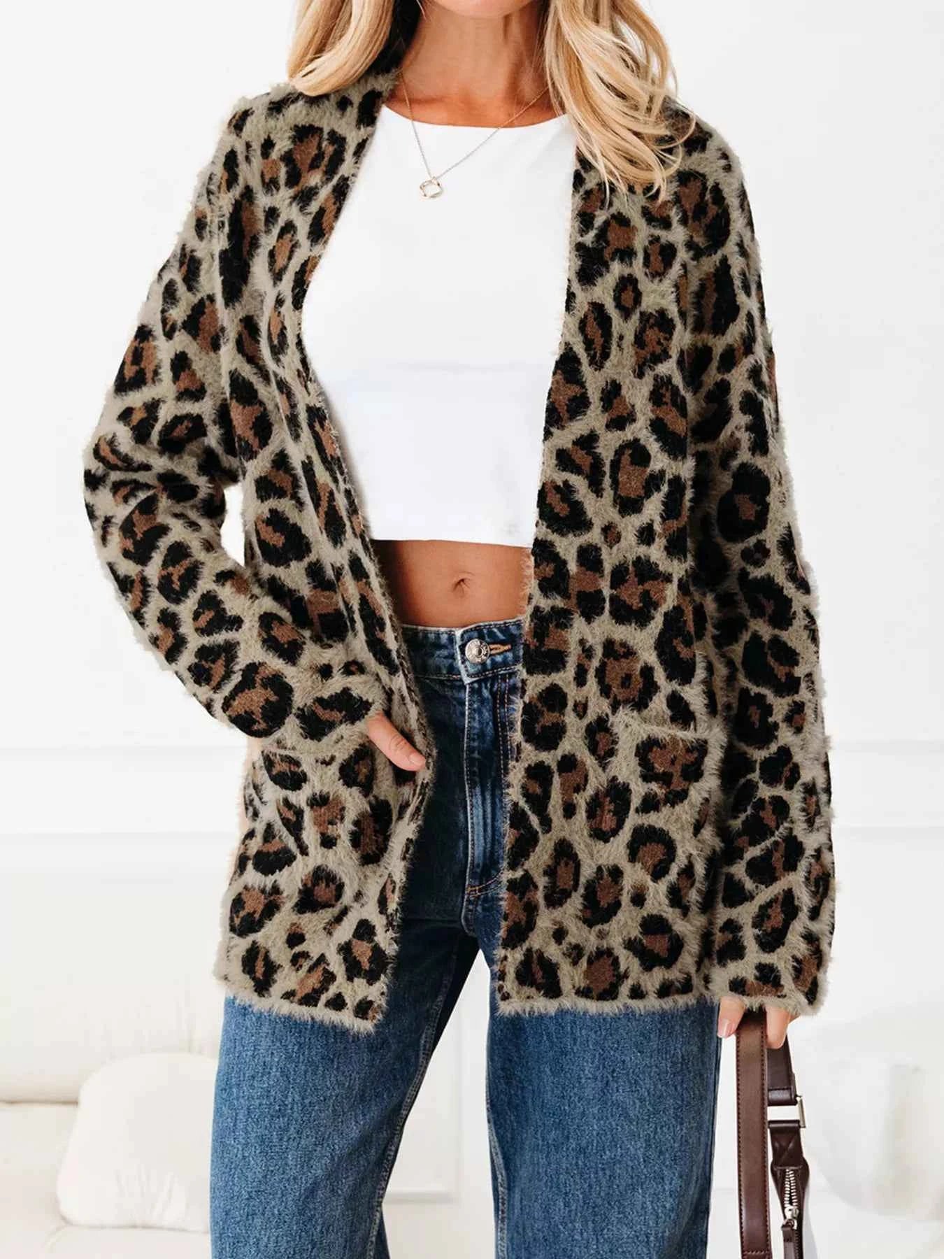 Leopard Open Casual Cardigan