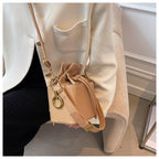 Small Drawstring Bucket Bag with Crossbody Strap