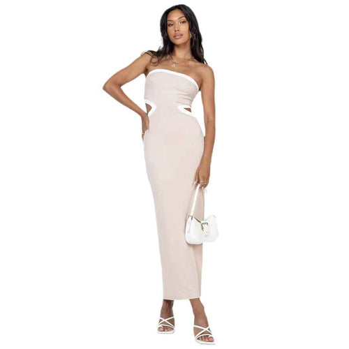 Backless Knitted Mid-rise Dress With A Back Slit