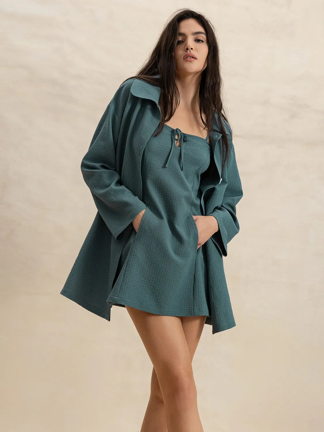 Mini Dress and Long Sleeve Top Set - CHIC TB