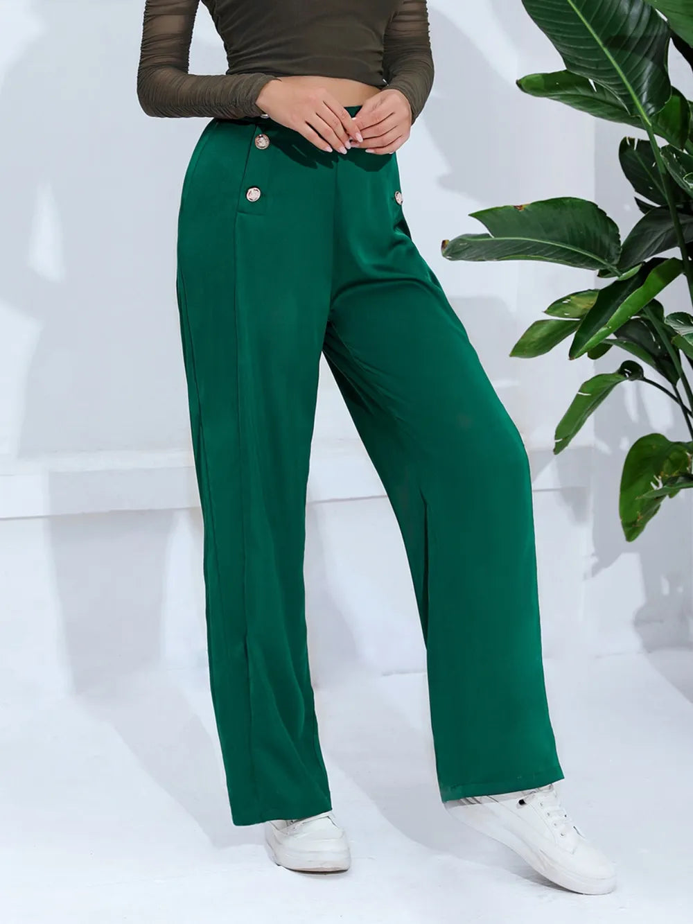 High waisted loose straight leg hanging wide leg suit pants