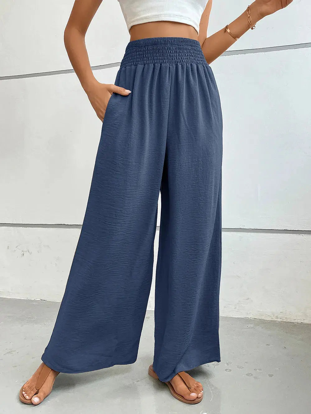 Perfee Wide Leg Pants with Pockets.
