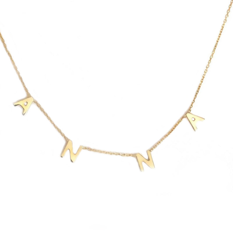 Personalized DIY English Letter Name Necklace Stainless Steel 26 Letter Accessories Clavicle Chain Pendant