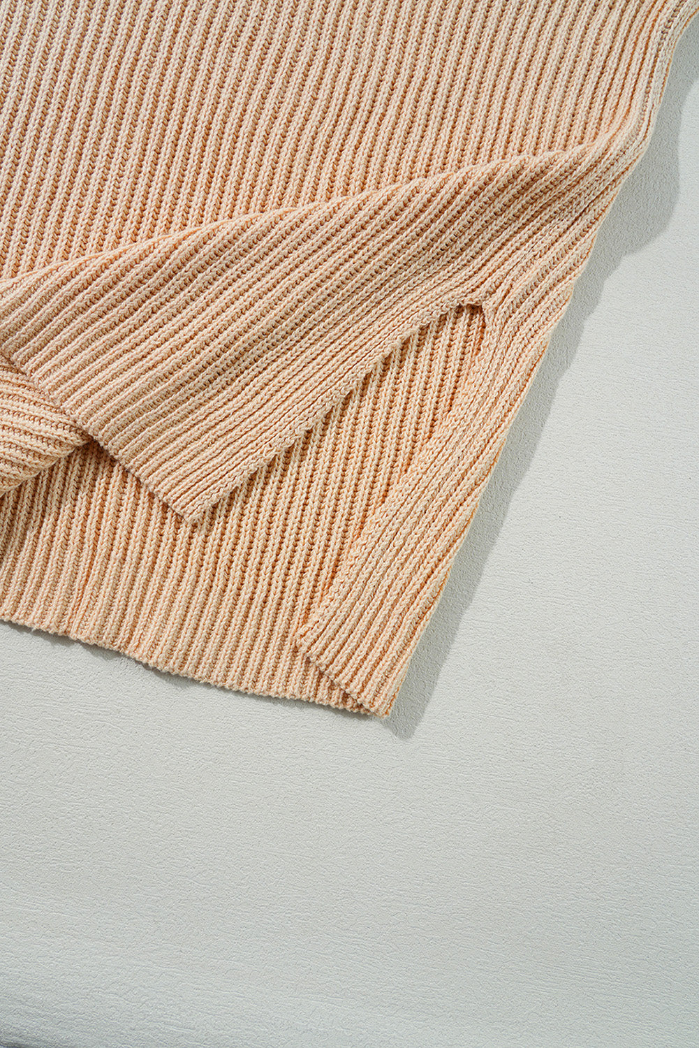 Apricot Cable Knit Drop Shoulder Side Slits Loose Sweater Dear-Lover Dropshipping