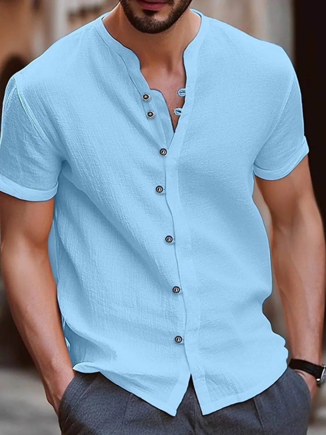 Men's Full Size Button Up Short Sleeve Shirt Plus Size.