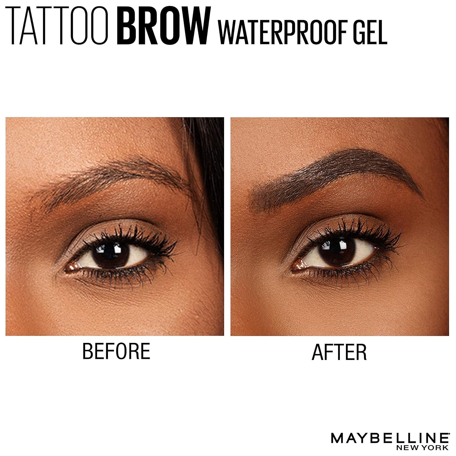 Maybelline Tattoostudio Waterproof Eyebrow Gel Makeup, Soft Brown, 1 Count