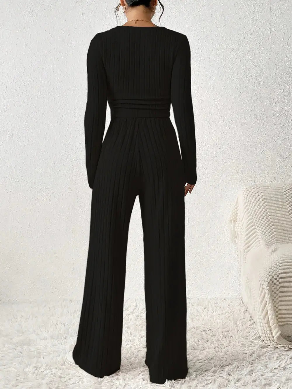 Honey Scoop Neck Long Sleeve Top and Pants Set.