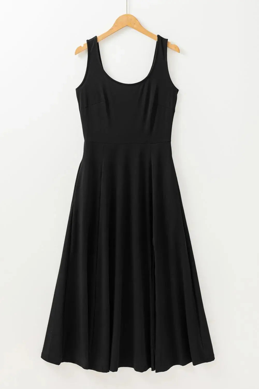 Side Slit Scoop Neck Wide Strap Dress.