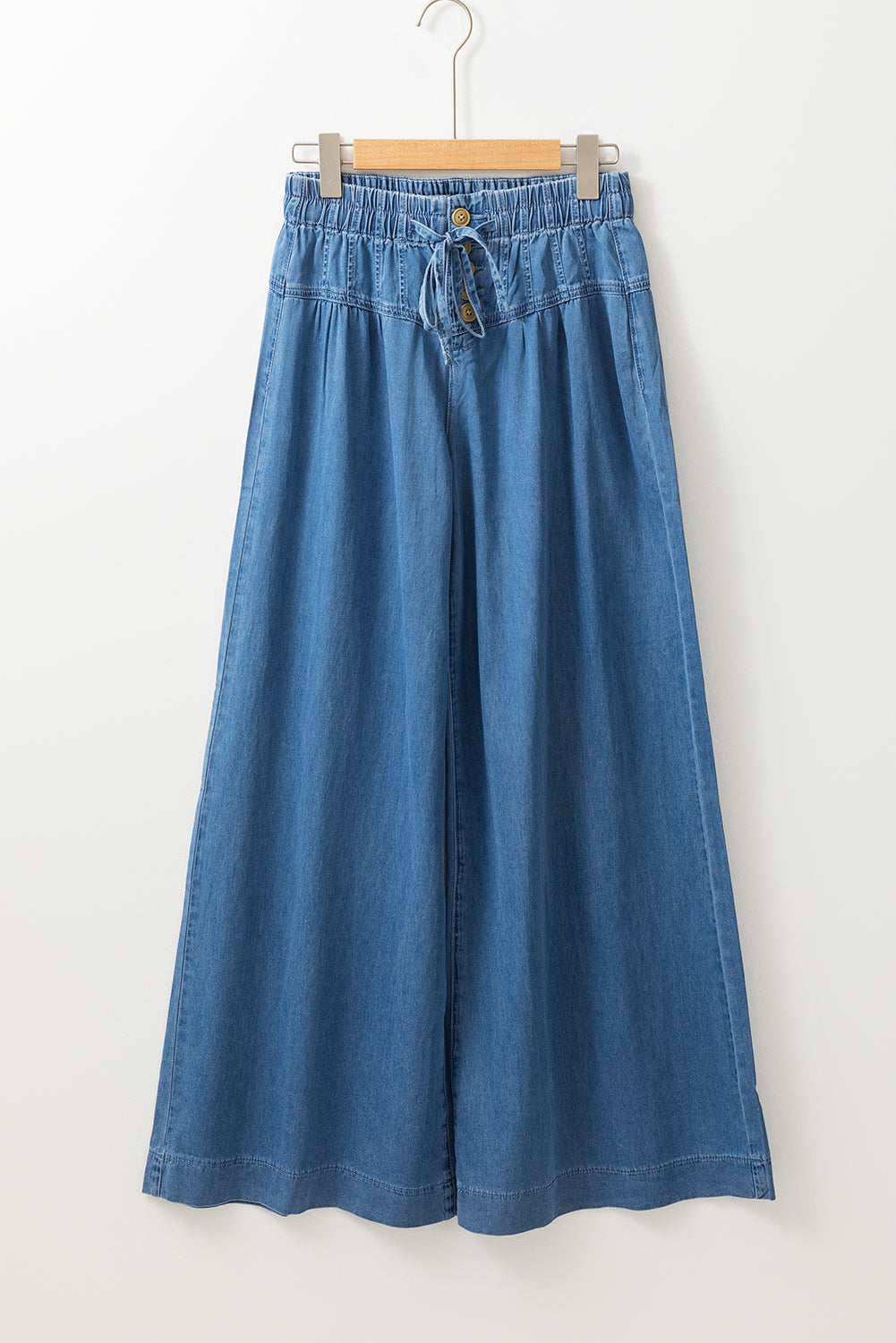 Dusk Blue Mineral Wash Button Fly Waist Wide Leg Jeans Dear-Lover Dropshipping