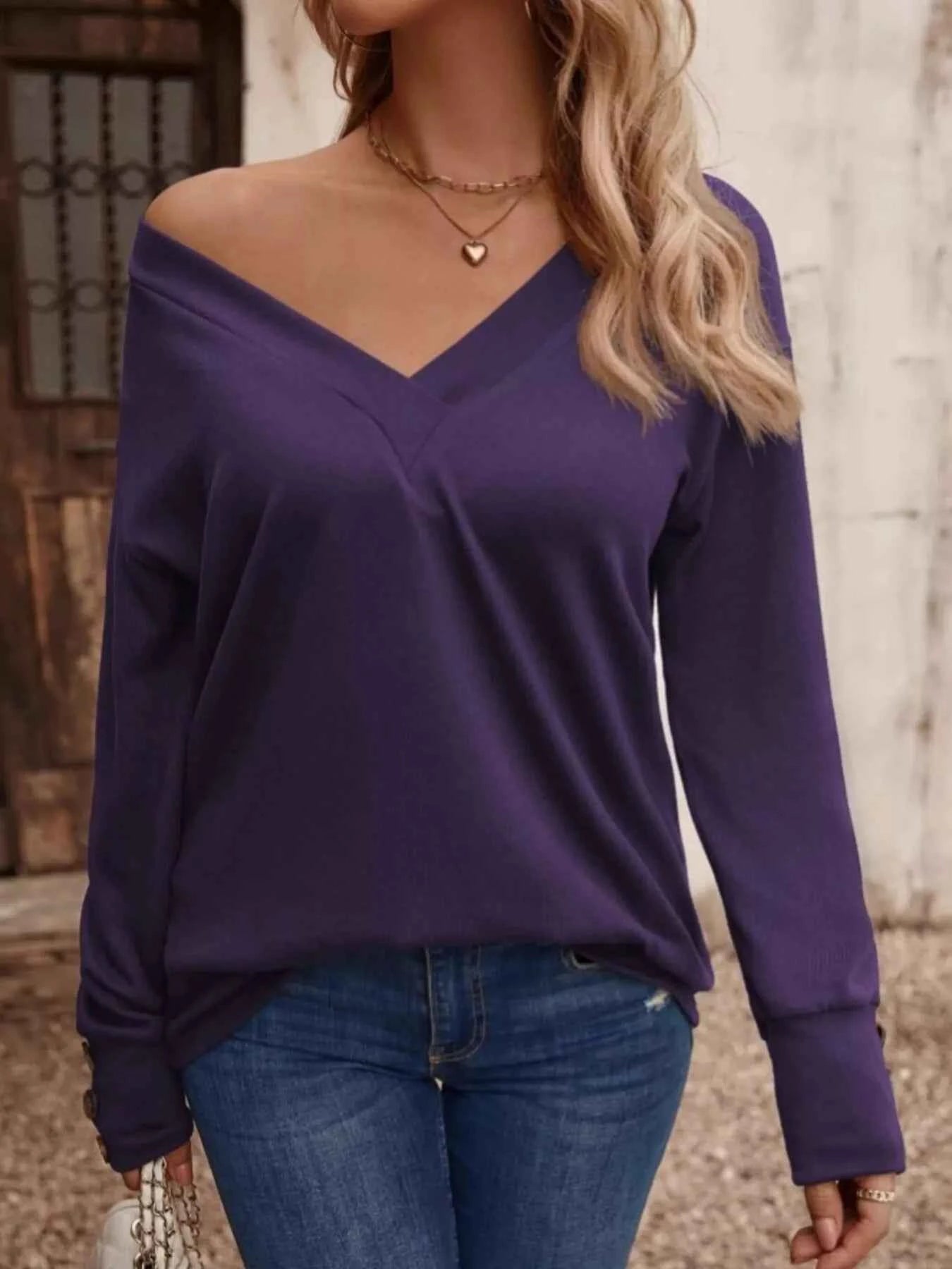 V-Neck Long Sleeve T-Shirt.