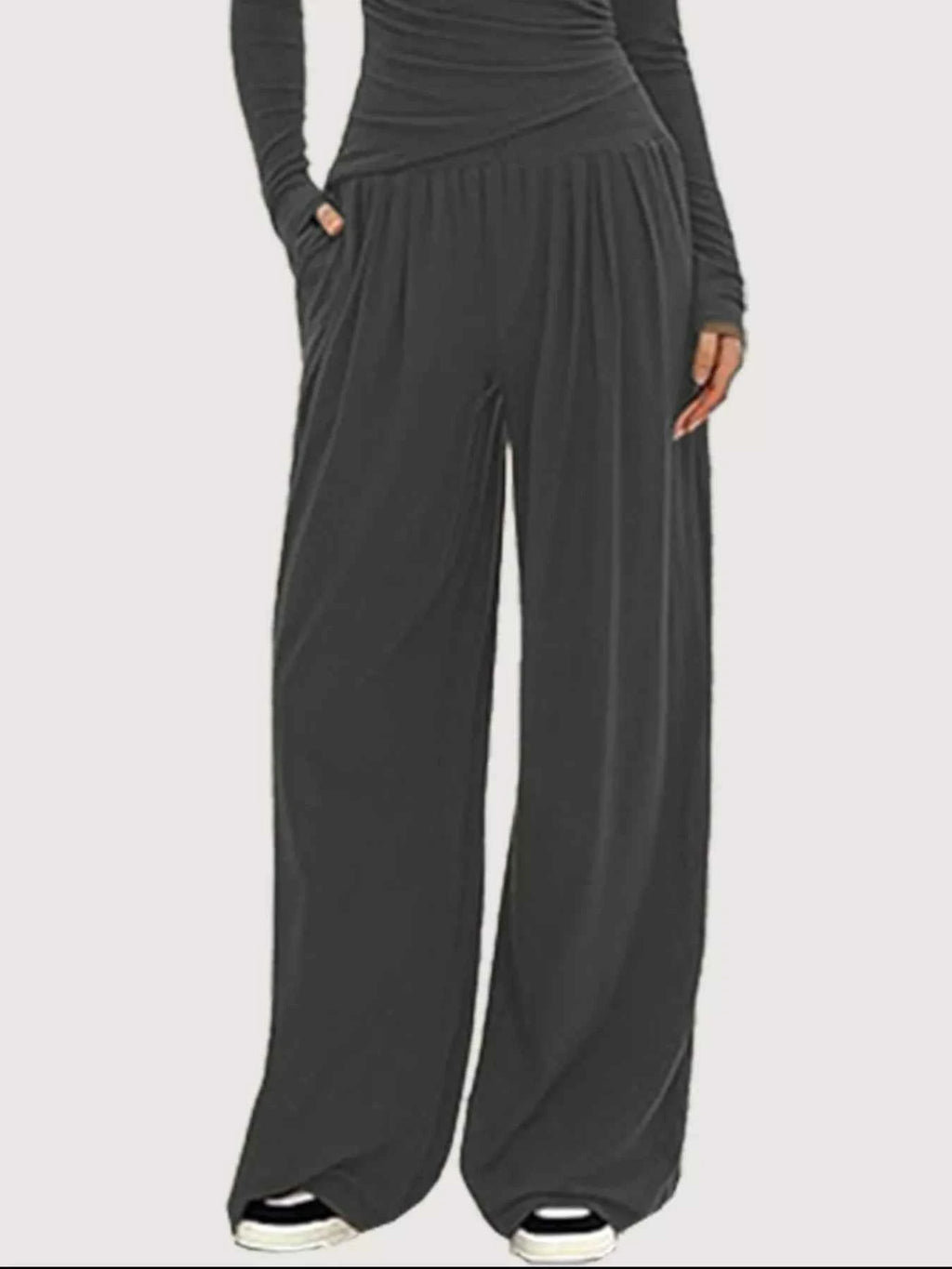 Casual Long Sleeve Top and Wide Leg Pants Set