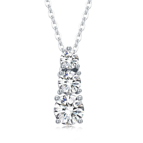 A Luxurious And Fashionable Minimalist Jewelry Pendant Necklace Set With Top-quality Moissanite, Made Of S925 Silver Electroplated With Platinum.