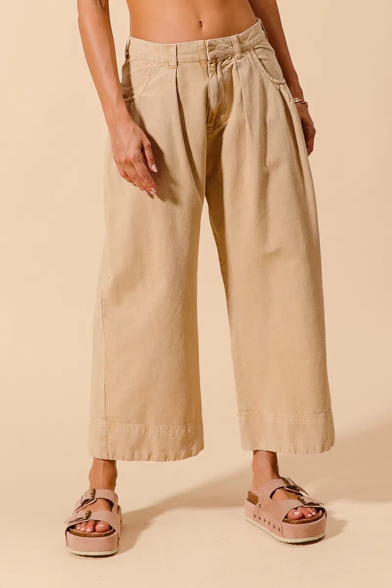 SO ME Mid Rise Wide Leg Chino Pants With Pockets.