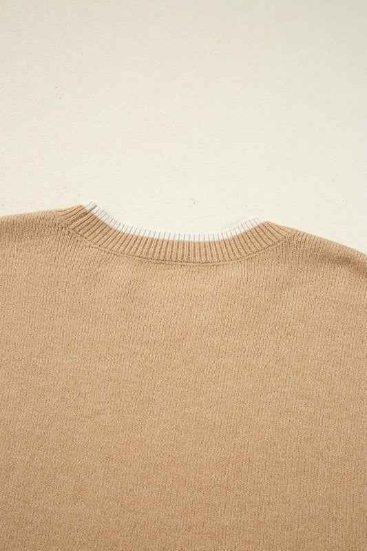 Ava Cuff Contrast Trim Sweater