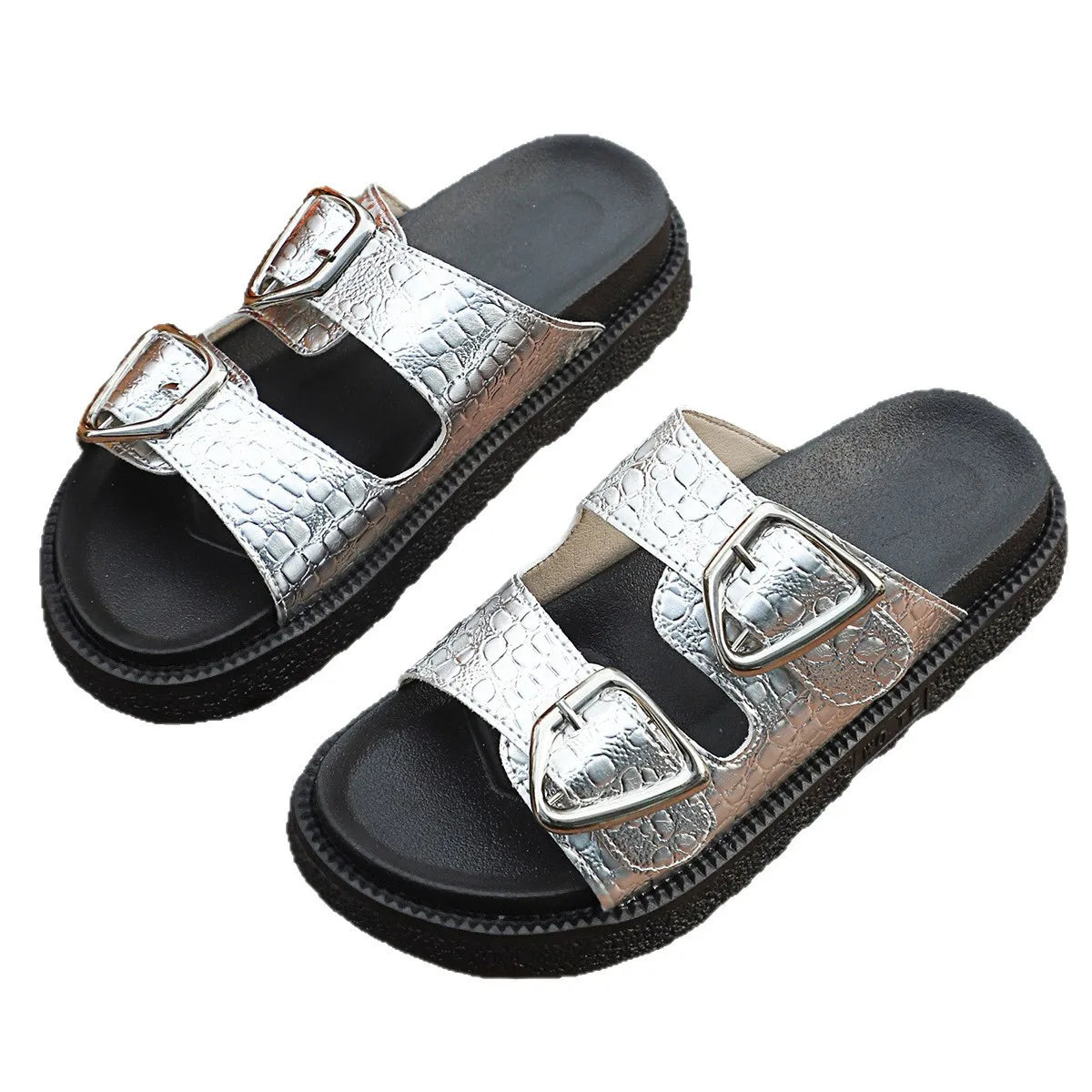Double Buckle Platform women Sandals.