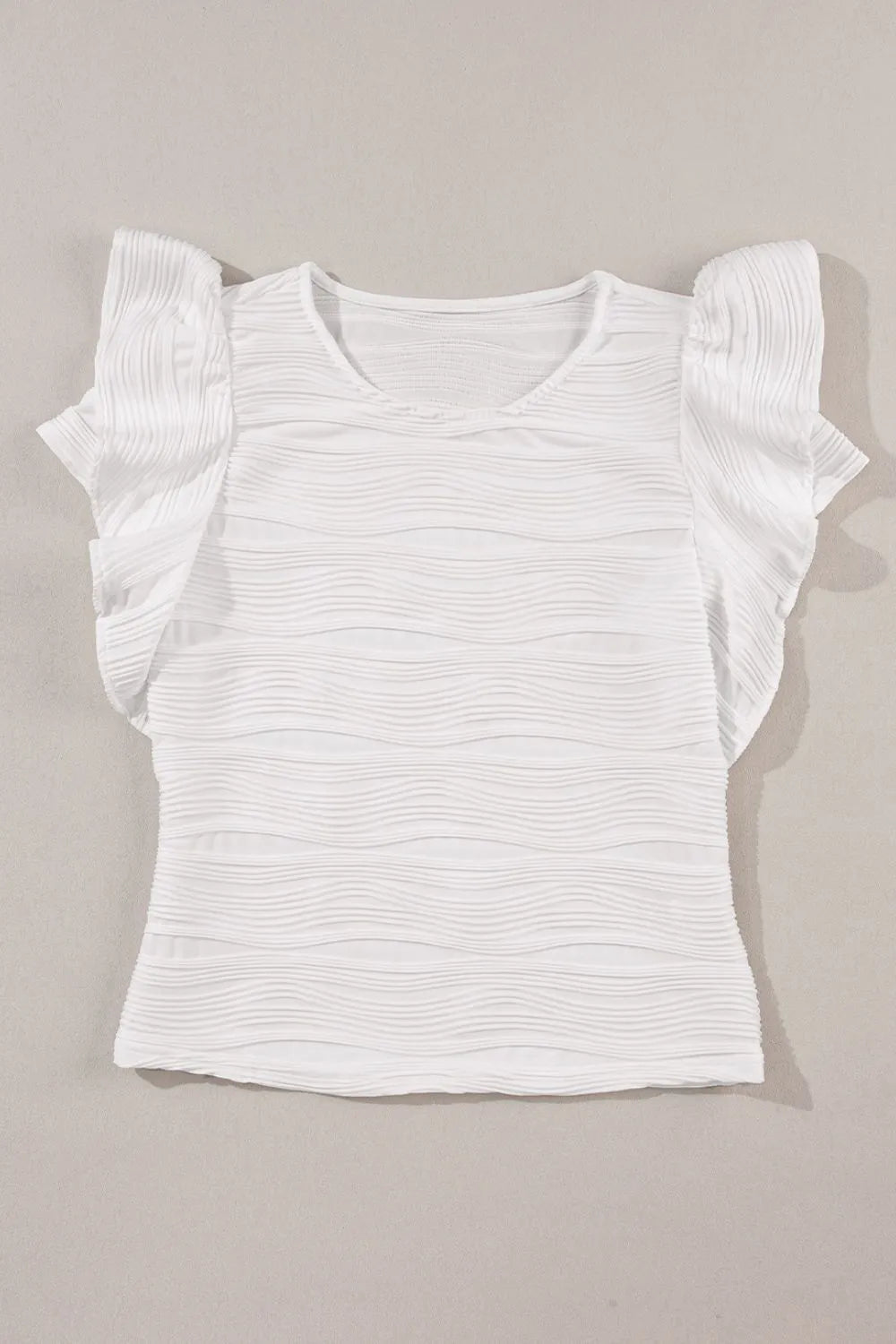 Ruffled Round Neck Textured Top.