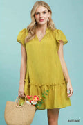 Umgee Textured Ruffle Hem Mini Dress