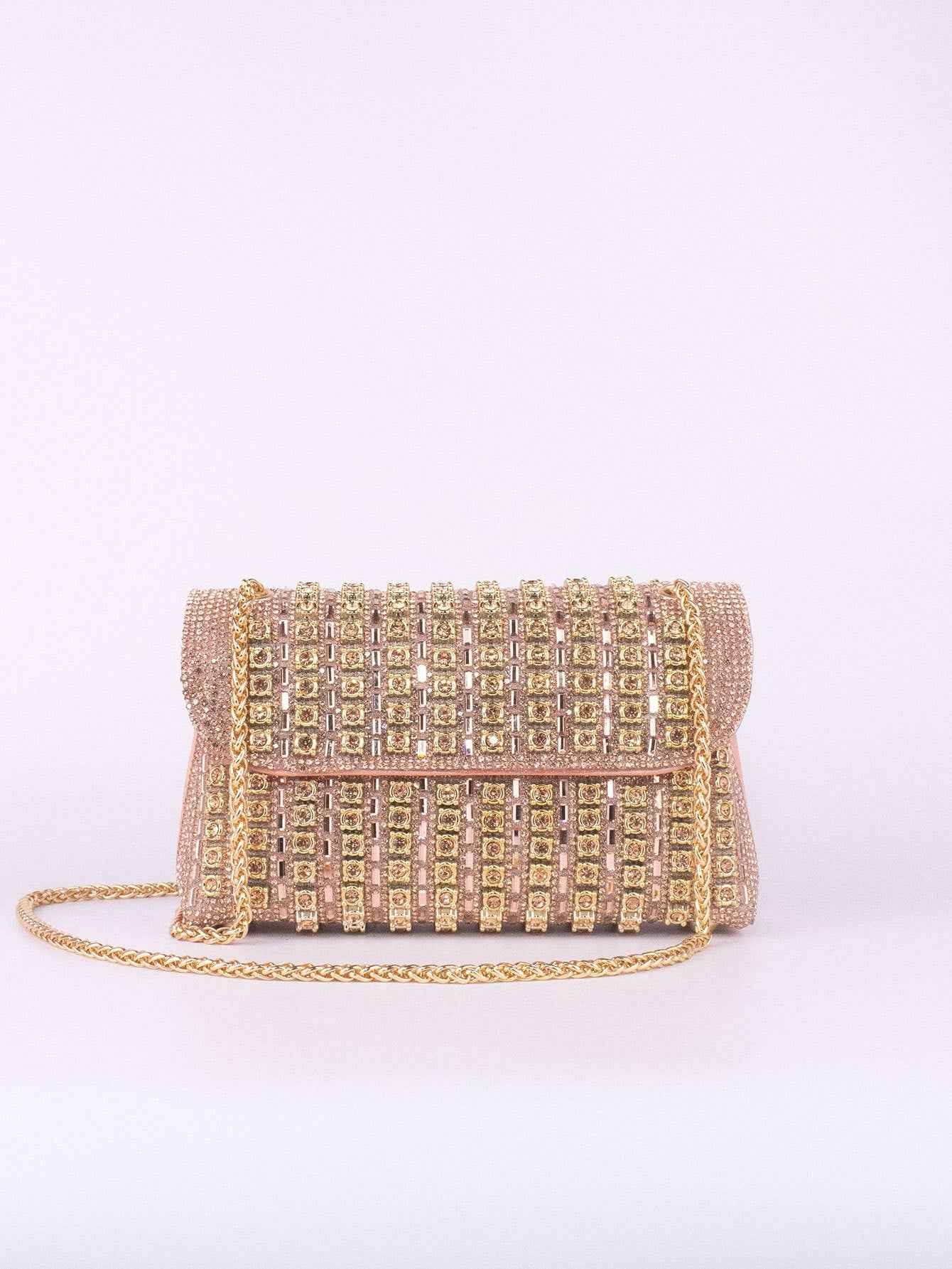 New Elegant Evening Dress Style Brooch-Adorned Clutch Bag with Rhinestones Chain Strap and Cheongsam Design for Formal Occasions