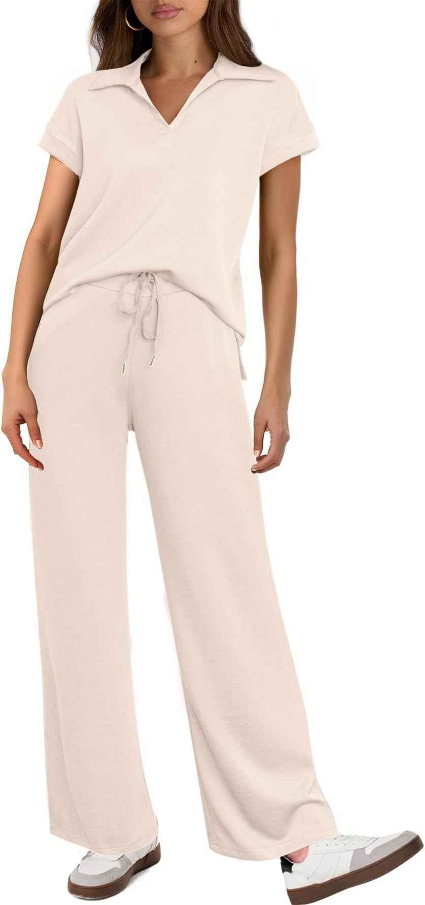 Women's Casual Fashion Solid Color Short Sleeved Set